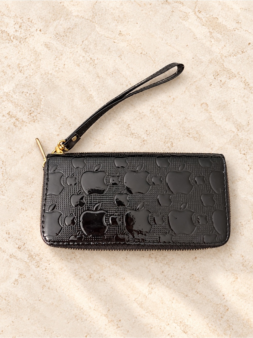 Glossy Black Patent Wristlet Phone Case with Wrist Strap
